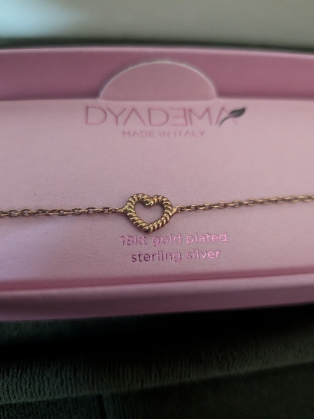 DYADEM Italy 18K Gold Plated Sterling Silver Twisted Heart Chain Bracelet ✨